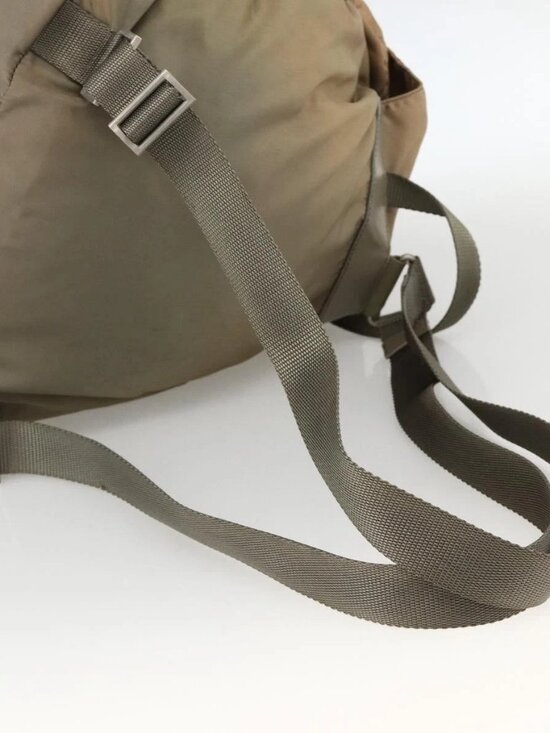 PRADA Backpack Nylon Khaki Silver Auth YKZ1086 main image 14